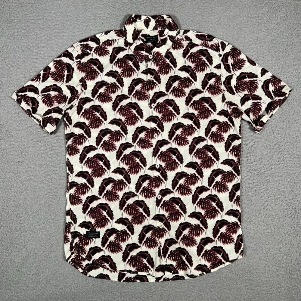 7 Diamonds Shirt Mens Medium Lost in Paradise Leaves All Over Print Button Up